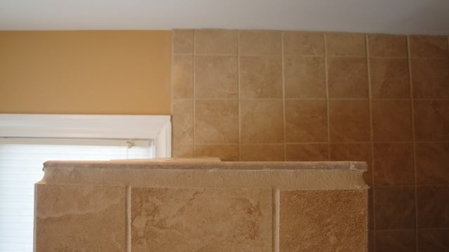 Horror tile installation: use grout instead of tile for a ledge