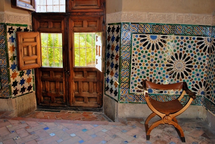 Small format tile in the Alhambra in Granada, Spain.