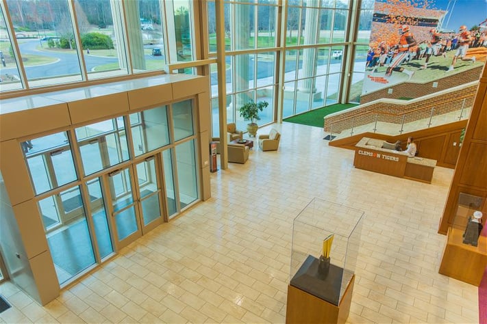 Clemson Football Operations Complex encompasses 30,000 sq ft of tile, along with 4,000 sq ft of thin brick.