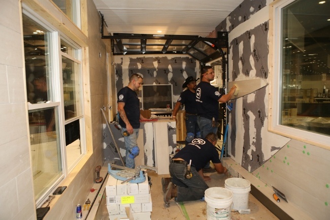 Detailed tile installation work