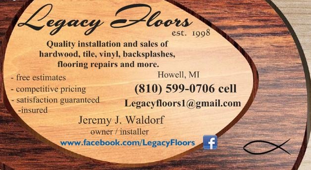 Legacy Floors in Michigan. Certified Tile Installer (CTI #1185)