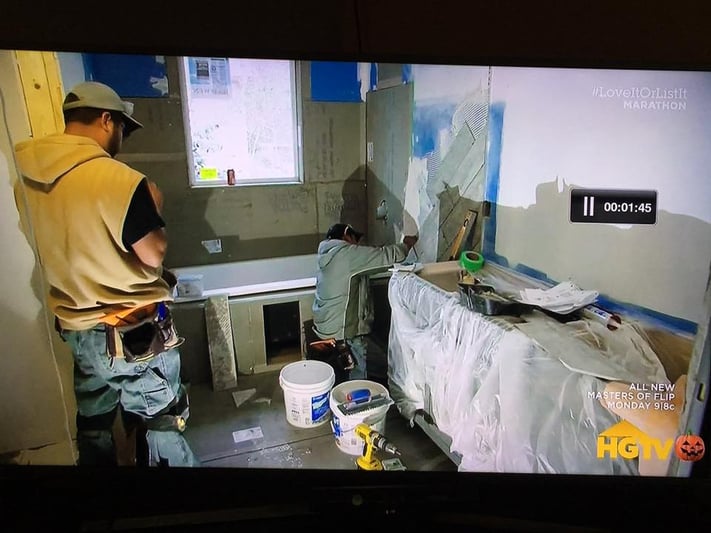 Waterproofing tile shower in action on HGTV