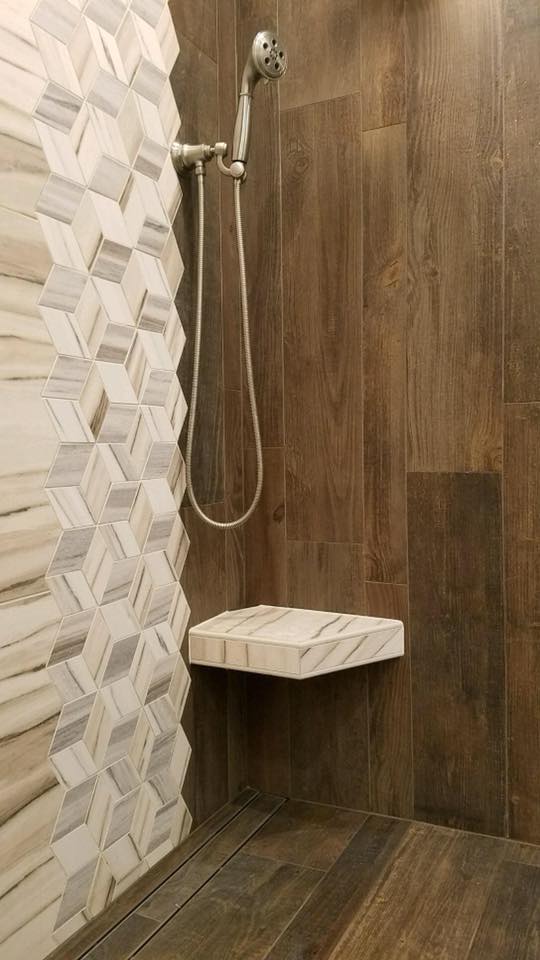 Stoneman Construction shower installation with linear drain