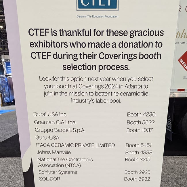 Donations to CTEF During Coverings Booth Selection Process