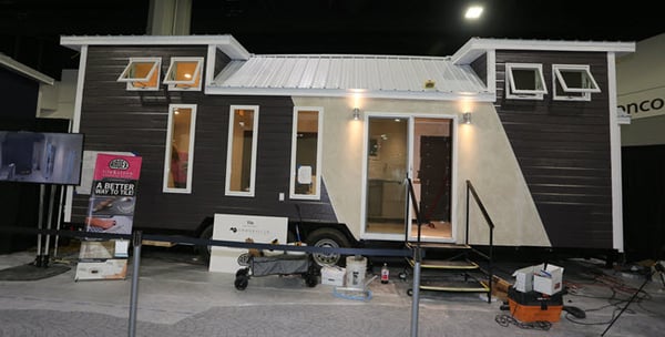 J&R Tile Installs Gauged Porcelain Tile in Coverings 2018 Tiny House